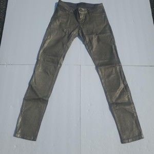 Guess Womens Power Ultra Skinny Metallic Wax Gold Jeans Size 25